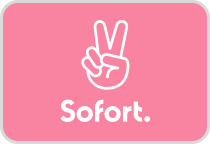 Logo mit Handzeichen (V-Zeichen) und dem Wort "Sofort." auf pinkem Hintergrund.
